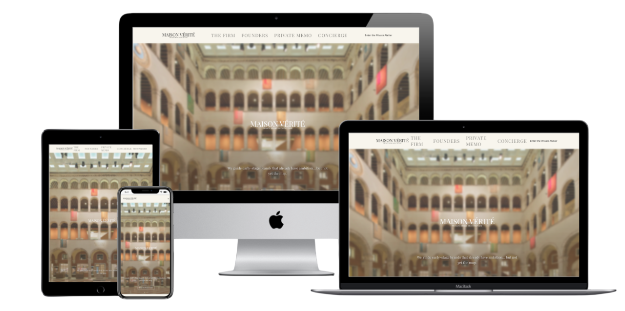 Screenshot of the Maison Verité website for luxury brand strategy