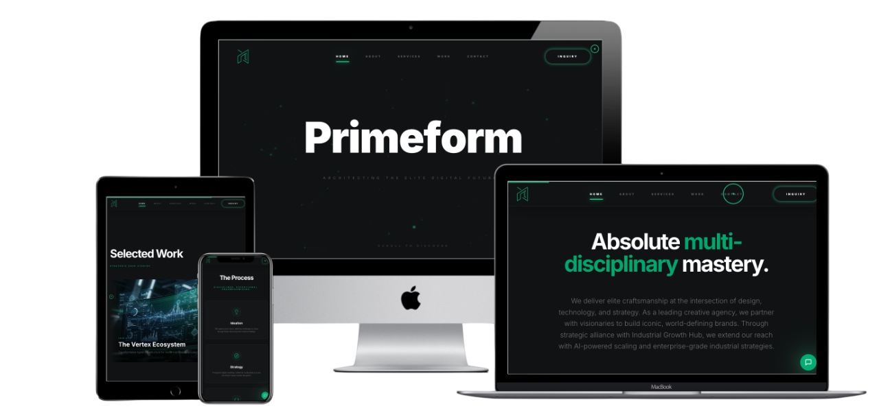 Screenshot of the Primeform website for concrete formwork solutions